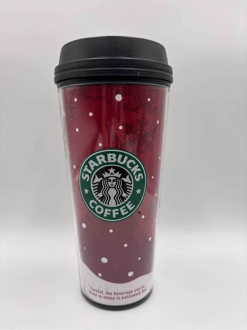 Starbucks Coffee 2008 Red Holiday Christmas Insulated Tumbler 16 Oz. Travel Mug